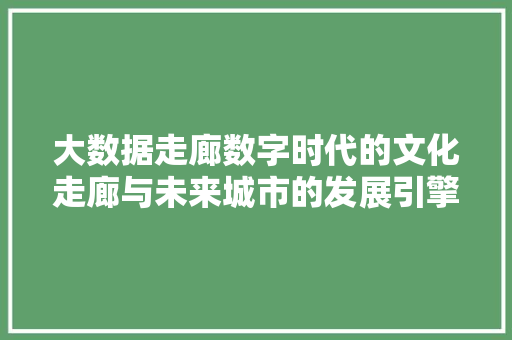 大数据走廊数字时代的文化走廊与未来城市的发展引擎  第1张