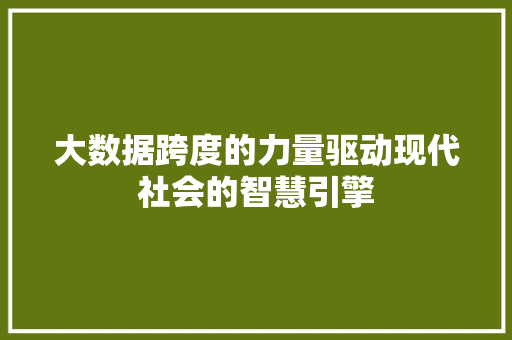 大数据跨度的力量驱动现代社会的智慧引擎  第1张