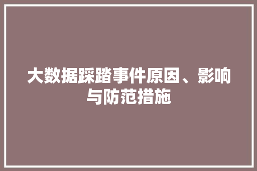 大数据踩踏事件原因、影响与防范措施