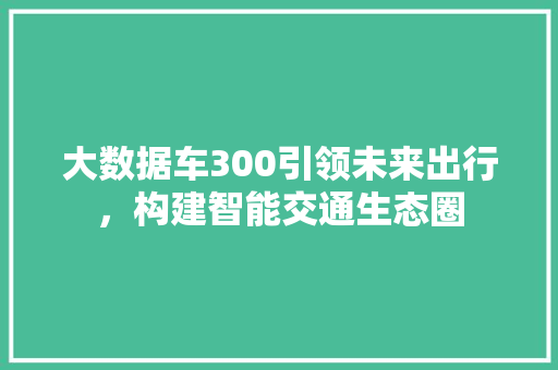 大数据车300引领未来出行，构建智能交通生态圈  第1张