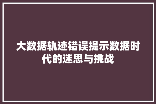 大数据轨迹错误提示数据时代的迷思与挑战  第1张