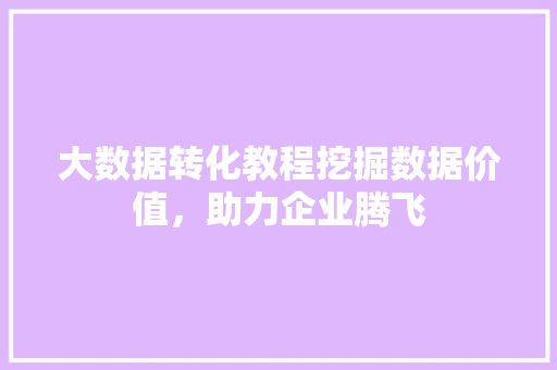 大数据转化教程挖掘数据价值，助力企业腾飞  第1张