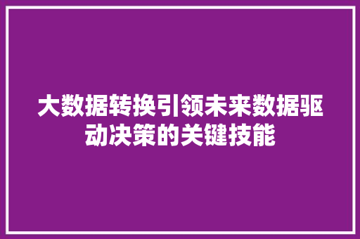 大数据转换引领未来数据驱动决策的关键技能
