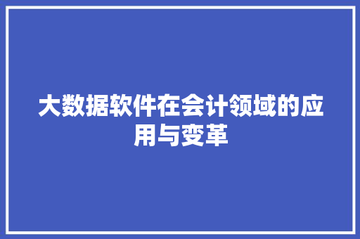 大数据软件在会计领域的应用与变革  第1张
