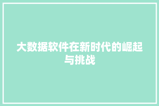大数据软件在新时代的崛起与挑战  第1张