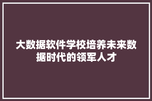 大数据软件学校培养未来数据时代的领军人才