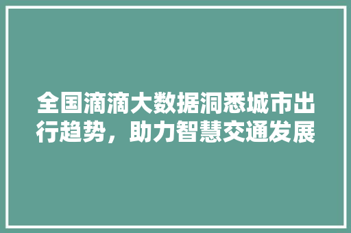 全国滴滴大数据洞悉城市出行趋势，助力智慧交通发展