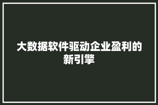 大数据软件驱动企业盈利的新引擎  第1张