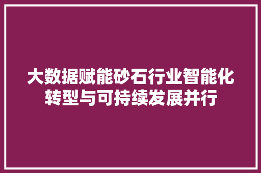 大数据赋能砂石行业智能化转型与可持续发展并行