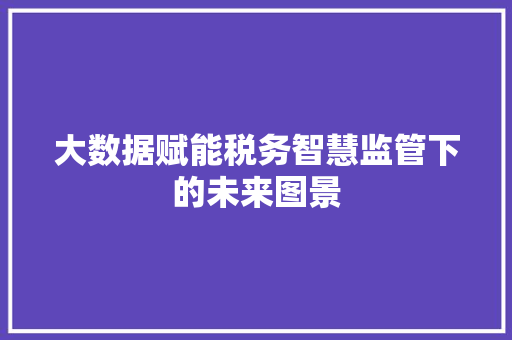 大数据赋能税务智慧监管下的未来图景