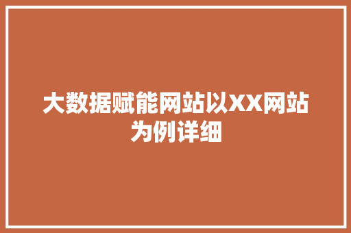 大数据赋能网站以XX网站为例详细