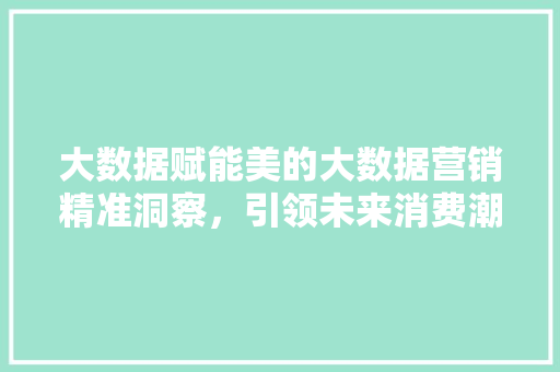 大数据赋能美的大数据营销精准洞察，引领未来消费潮流  第1张