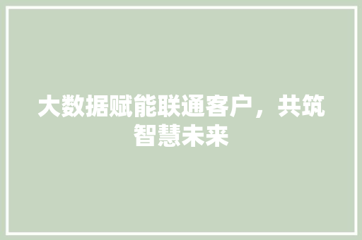大数据赋能联通客户，共筑智慧未来  第1张