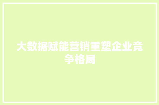 大数据赋能营销重塑企业竞争格局  第1张