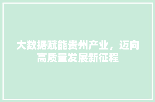大数据赋能贵州产业，迈向高质量发展新征程  第1张