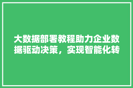 大数据部署教程助力企业数据驱动决策，实现智能化转型