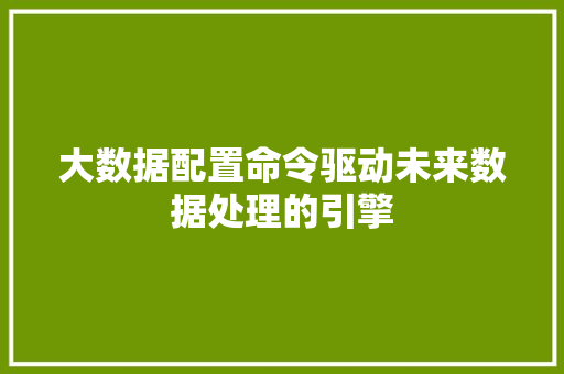 大数据配置命令驱动未来数据处理的引擎