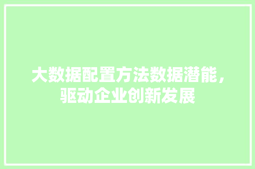 大数据配置方法数据潜能，驱动企业创新发展  第1张