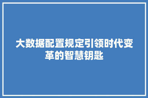 大数据配置规定引领时代变革的智慧钥匙