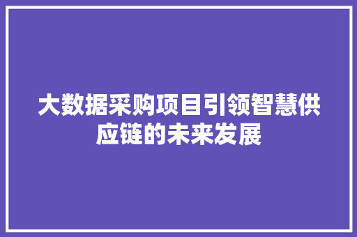 大数据采购项目引领智慧供应链的未来发展  第1张