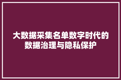 大数据采集名单数字时代的数据治理与隐私保护  第1张
