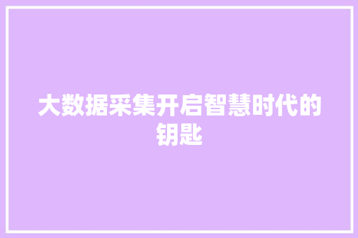 大数据采集开启智慧时代的钥匙