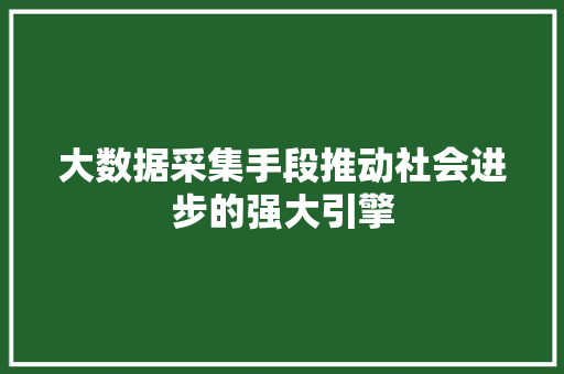 大数据采集手段推动社会进步的强大引擎