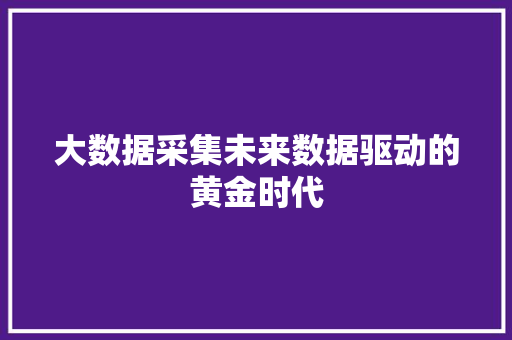 大数据采集未来数据驱动的黄金时代