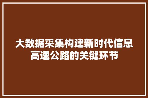 大数据采集构建新时代信息高速公路的关键环节