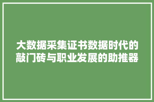 大数据采集证书数据时代的敲门砖与职业发展的助推器  第1张