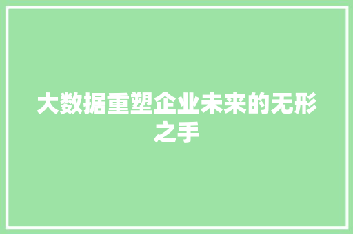 大数据重塑企业未来的无形之手