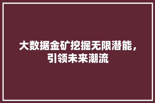 大数据金矿挖掘无限潜能，引领未来潮流  第1张