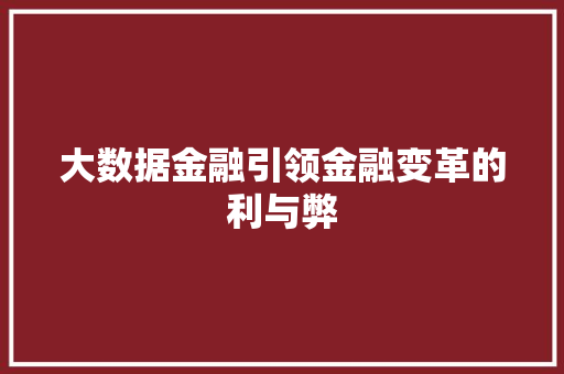 大数据金融引领金融变革的利与弊