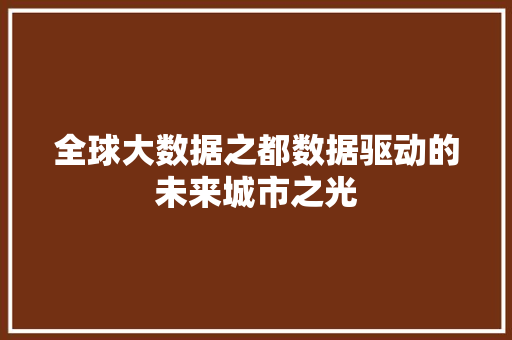全球大数据之都数据驱动的未来城市之光  第1张