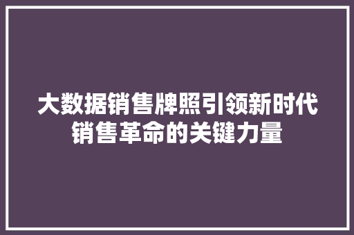大数据销售牌照引领新时代销售革命的关键力量  第1张