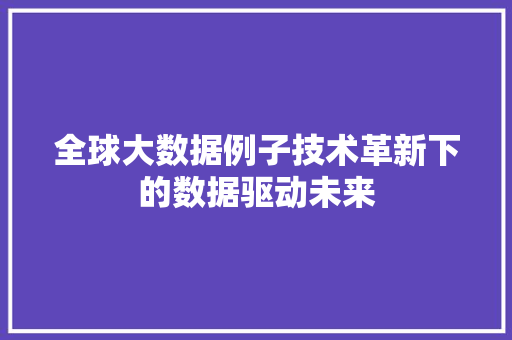 全球大数据例子技术革新下的数据驱动未来  第1张