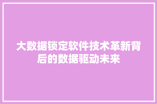 大数据锁定软件技术革新背后的数据驱动未来