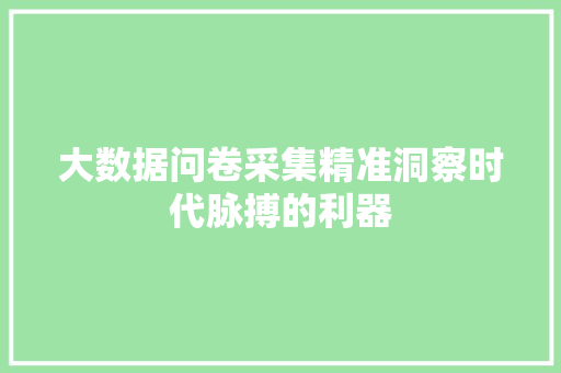 大数据问卷采集精准洞察时代脉搏的利器