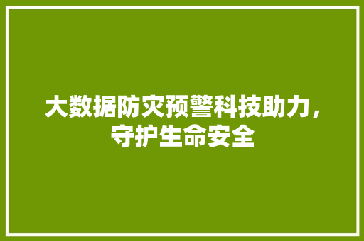 大数据防灾预警科技助力，守护生命安全