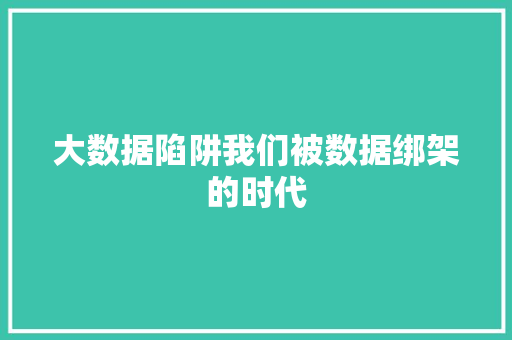 大数据陷阱我们被数据绑架的时代