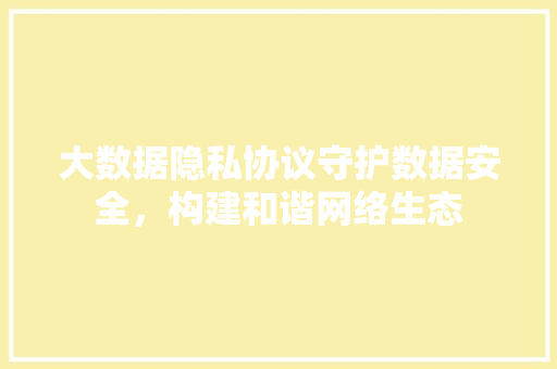 大数据隐私协议守护数据安全，构建和谐网络生态