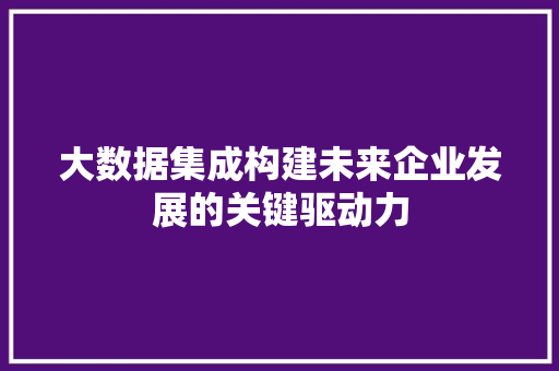 大数据集成构建未来企业发展的关键驱动力  第1张