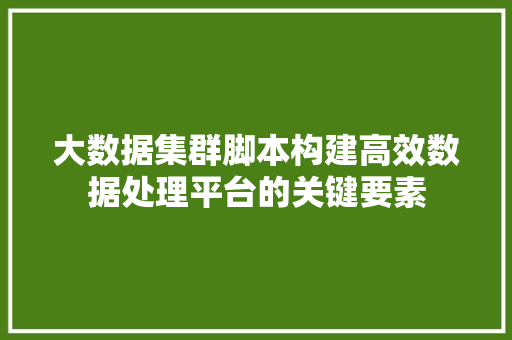 大数据集群脚本构建高效数据处理平台的关键要素  第1张