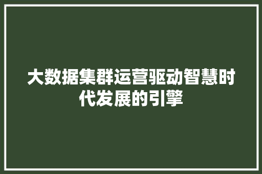 大数据集群运营驱动智慧时代发展的引擎  第1张