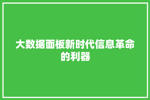 大数据面板新时代信息革命的利器  第1张
