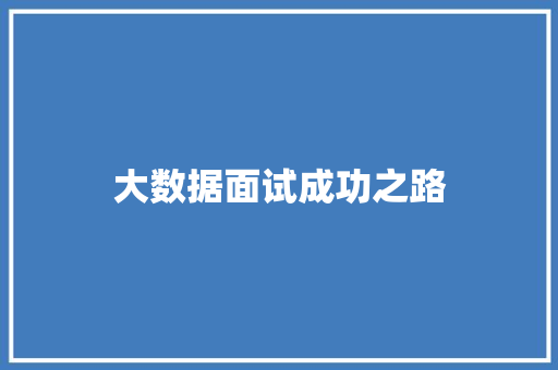 大数据面试成功之路  第1张