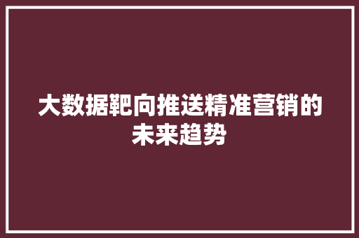 大数据靶向推送精准营销的未来趋势  第1张