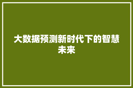 大数据预测新时代下的智慧未来