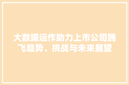 大数据运作助力上市公司腾飞趋势、挑战与未来展望