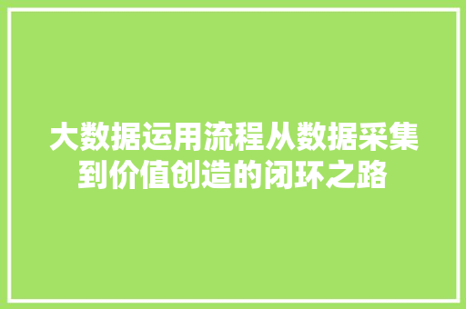 大数据运用流程从数据采集到价值创造的闭环之路  第1张
